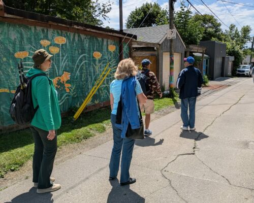 Tourist on delicious discoveries walking tour